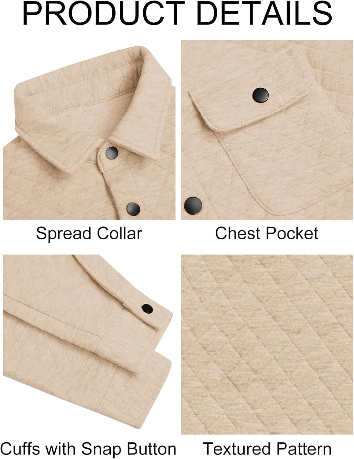 Yousify Mens Casual Shirt Jacket Long Sleeve Button Down Fall Shacket Lightweight Quilted Jackets with Pockets - Image 6