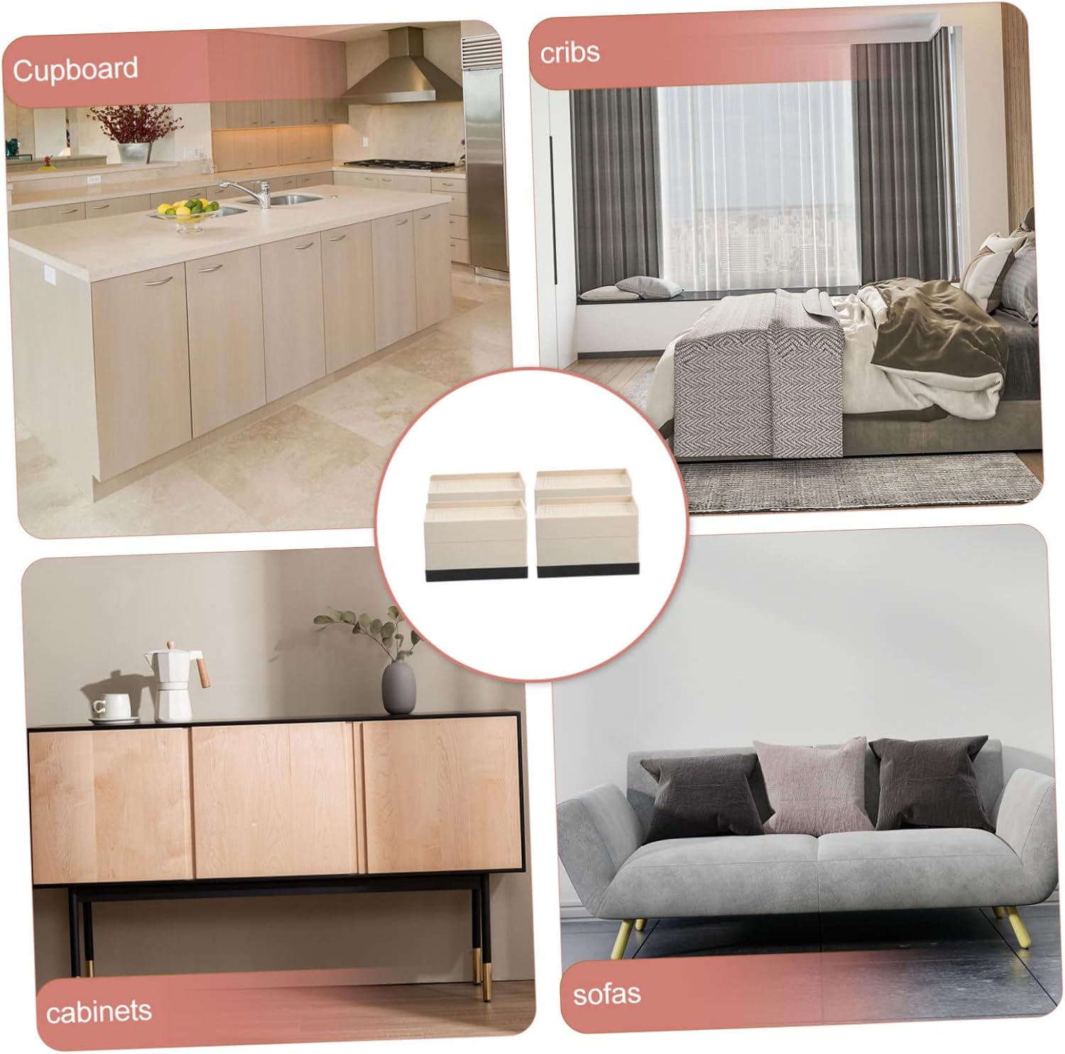 4pcs Bed Risers Table Wash Machine Riser Thicken Couch Lifters Heavy Duty Pp TPU Material