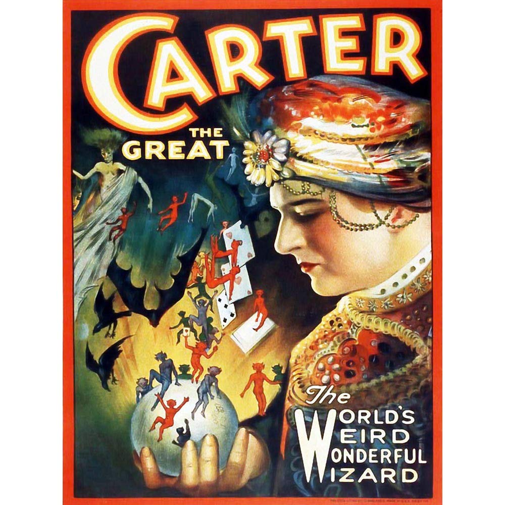Wee Blue Coo Carter The Great The Magician Vintage Advertising Art Print Poster Wall Decor 12X16 Inch