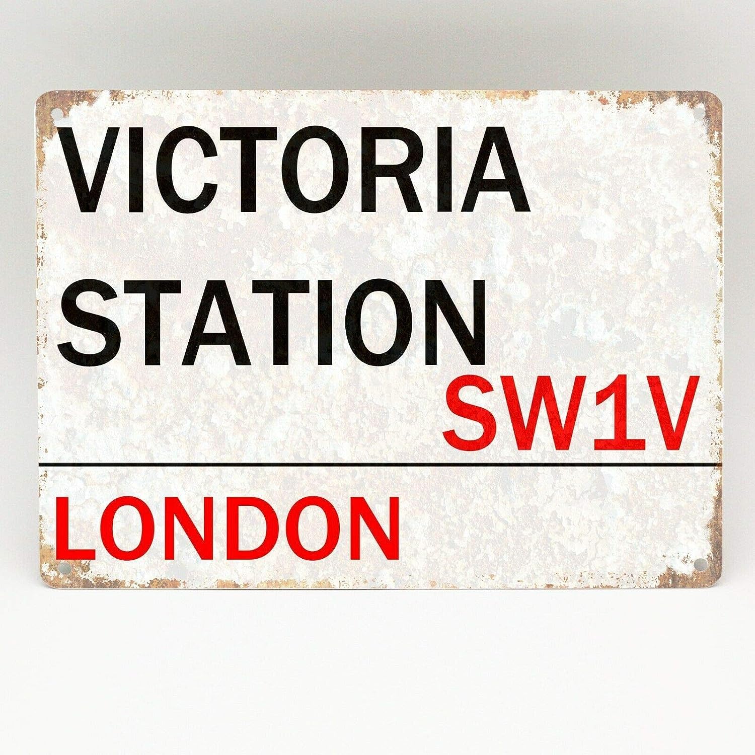 Bioprocess Victoria Station Metal Sign London Street Novelty Retro Wall Plaque Vintage Outdoor Decoration Plaque 8X12 Inch