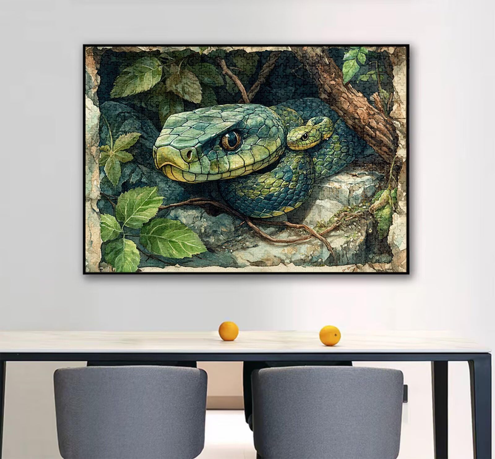 Wąż Puzzle 1000 Sztuk Dorosłych, Puzzle Zwierząt Wzór Projekt, Jigsaw Dorosłych, 5D DIY Rzemiosło Rodzina Zajęcia z Pakowaniem Pudełka, Dekoracja ścienna do domu, Prezent 75x50cm, Model354