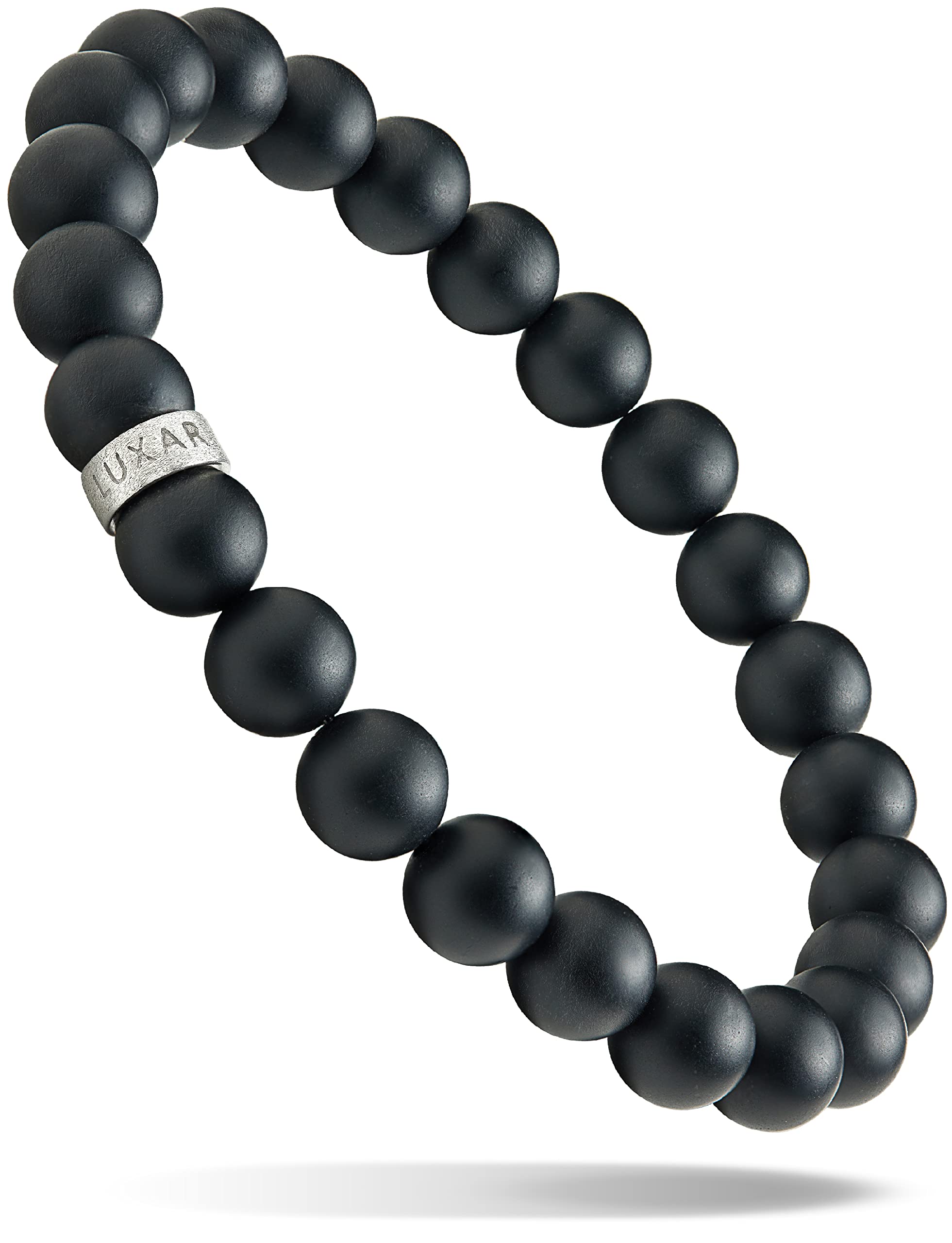 LUXARMen’s Black Onyx Stone Bead Bracelets | Matte Black 8mm Stone | Minimalist, Designer Jewelry for Men