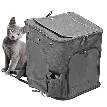Pet Backpack, Cat Backpack Convenient for Going Outing for Cat for Pet for Outdoor(Gray, Large)