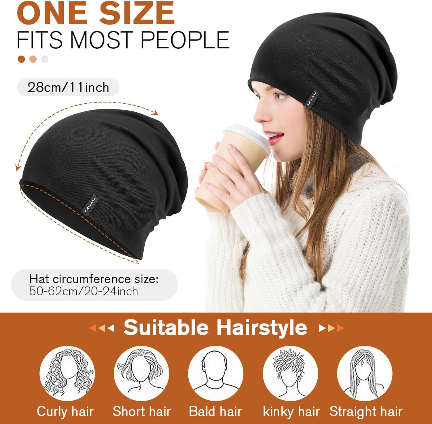 Slouchy Beanie for Women Men Soft Cotton Chemo Hats Double-Layer Warm Beanie Cap for Daily Wear & Transitional Seasons - Image 6