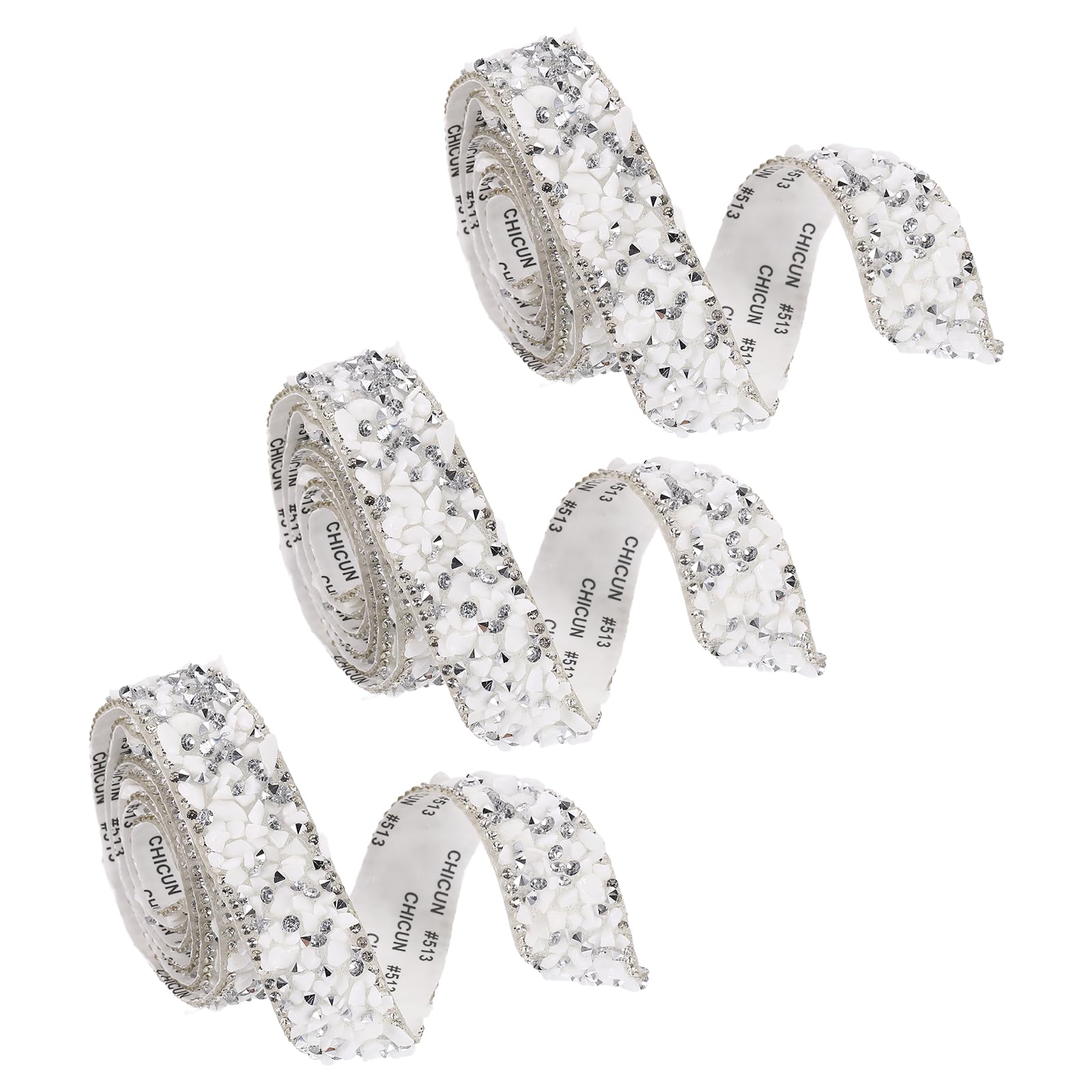 sourcing map 3 Rolls 1 Yard x 0.79" Crystal Rhinestone Ribbon, Self Adhesive Resin Crystal Trim Ribbon Strips, Sparkling Gemstone Trims for DIY Crafts, Clothes, Party Decoration, White