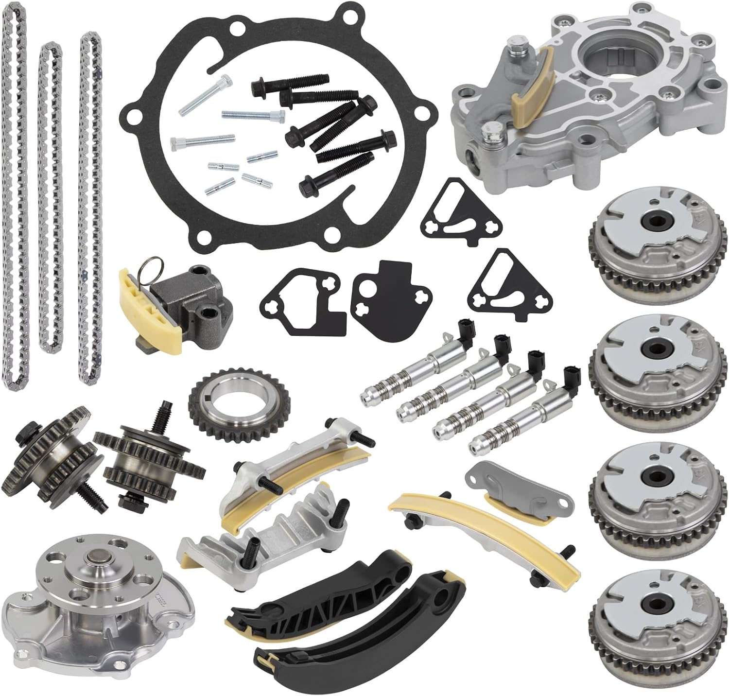 9-0753S Timing Chain Kit VVT Sprocket Water & Oil Pump Gear Cover Gasket Compatible with 2008-2012 Chevy,for Buick,for Traverse, for GMC 3.0L 3.6L,OEM:12709178, 12640448