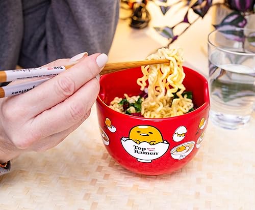 Miniatura 9 de Sanrio Gudetama x Nissin Top Ramen - Juego de vajilla de cerámica japonesa  Incluye cuenco de fideos ramen de 20 onzas y palillos de madera