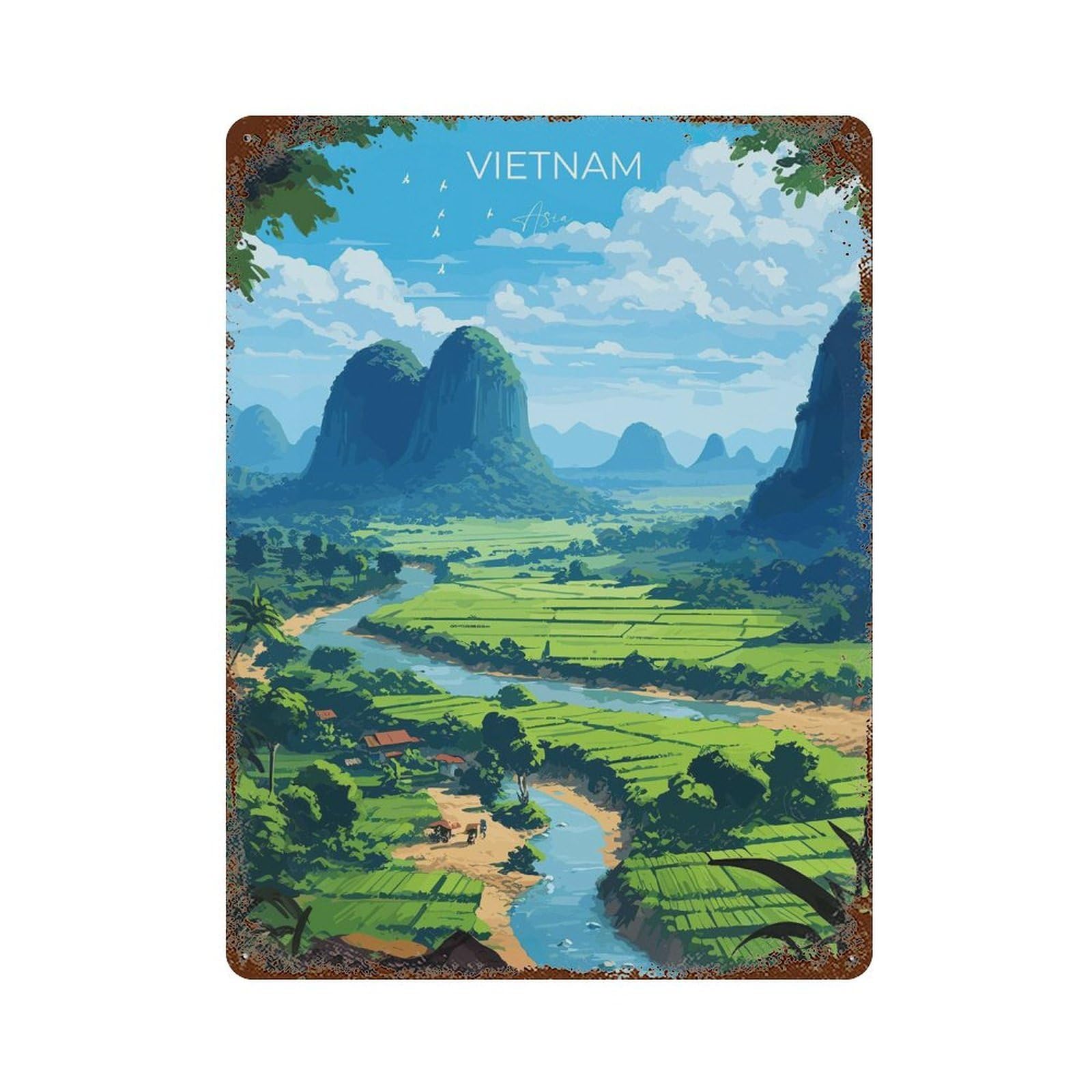 xiaoxiaoshen Vietnam Travel of Asia Gift Wall Decor Art Metal Tin Poster Modern Home Decor Art Home Bar Shop Decorations Vintage Sign 40x30cm
