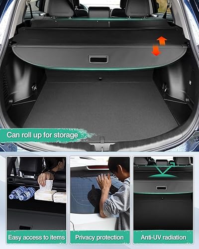 Miniatura 4 de Powerty Cubierta de carga para Toyota RAV4 2013-2017 2018, accesorios para maletero, cubierta retráctil de blindaje de maletero, cubierta de