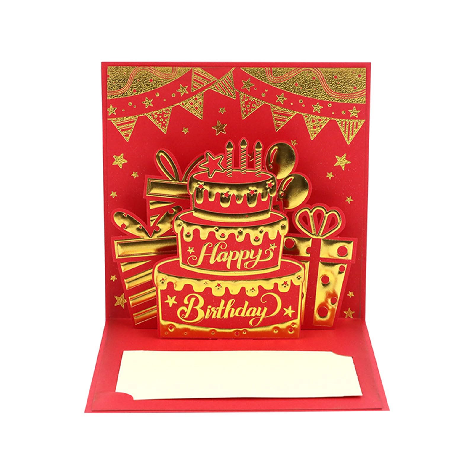 Buxuaaaa Envelope Cake Birthday Card Birthday Greeting Cards Foldable 3D Cake Card with Envelope for Birthdays and Parties Surprise
