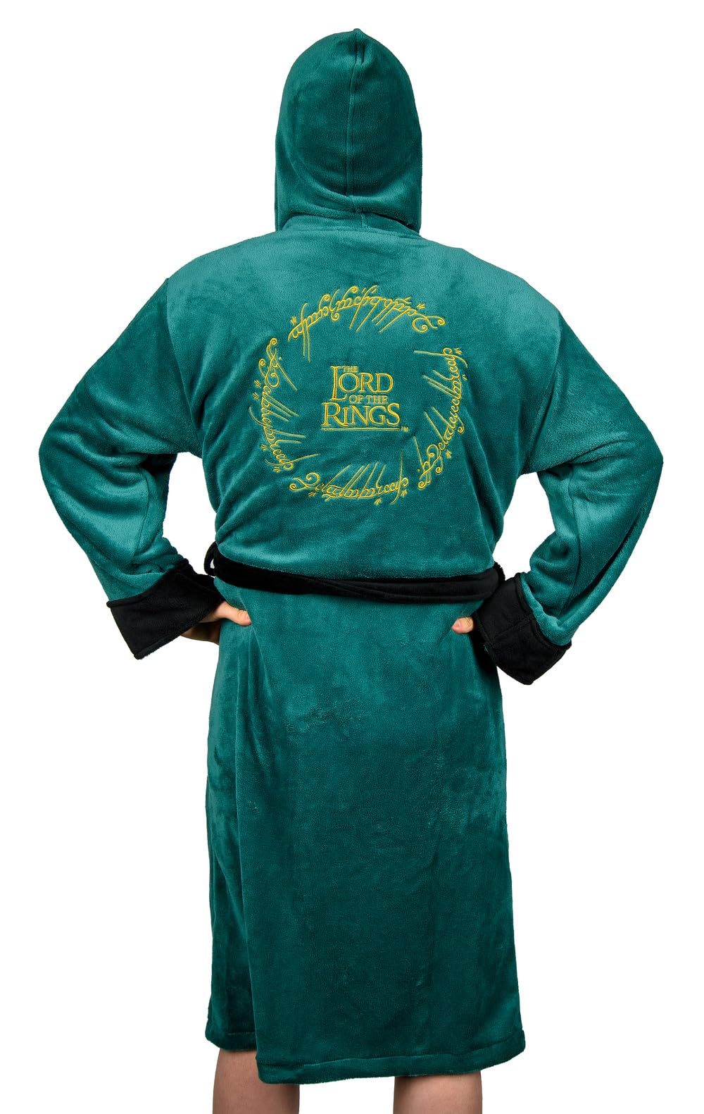 Albornoz unisex oficial de El Señor de los Anillos con capucha, forro polar suave, talla única, inspirado en la Tierra Media, regalo