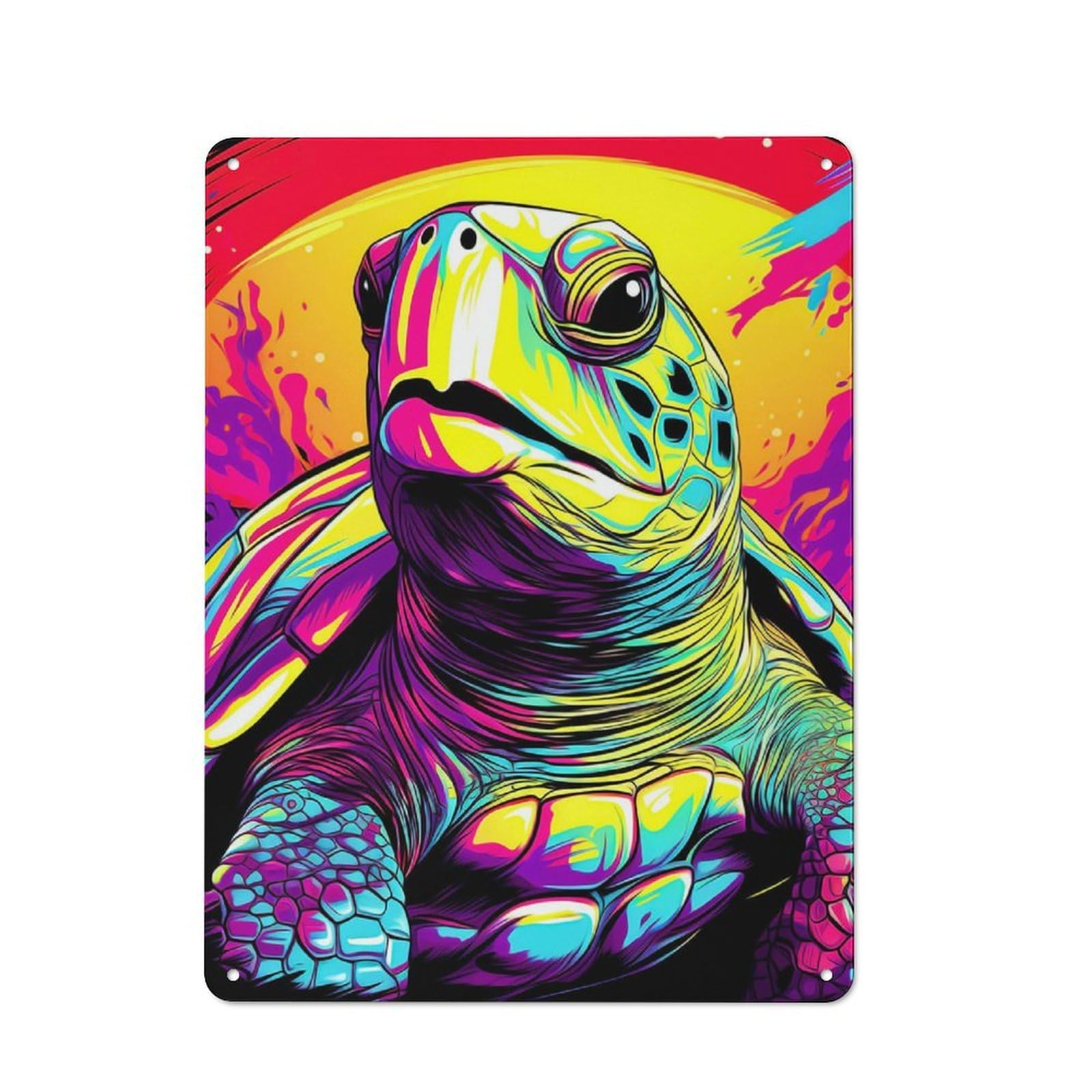 Junmoney Colorful Turtle Retro Retro Metal Sign 40X30cm Featuring Garage Wall Decor For Garage, Hobby Room, Office Or Man Cave