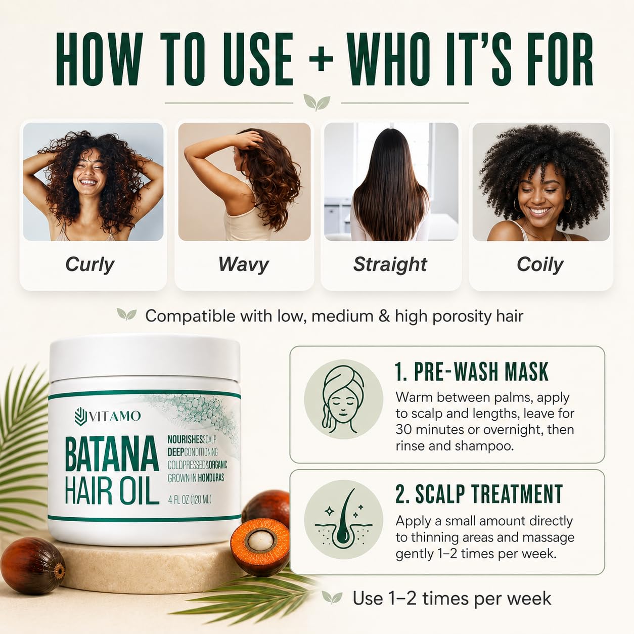 Konipl 100% Organic, Raw Batana oil for Hair Growth | Natural Cold Press Extraction Method | Dr Sebi Scalp Care Hair Shine treatment for Men & Women | No Burnt Smell