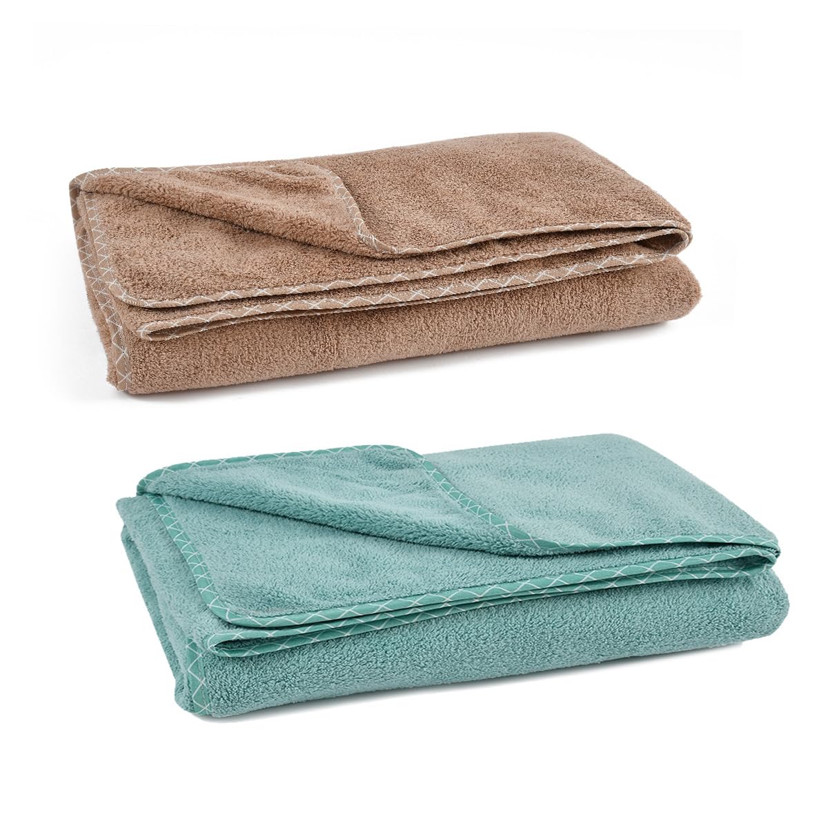 UrbanLeaf Microfiber Large Bath Towel | Quick Dry Super Absorbent - Bath Towel for Men and Women | Brown & Sea Green| Towel for Bath, Travel, Gym, Beach, Pool, and Yoga (70 X 140 CMs)