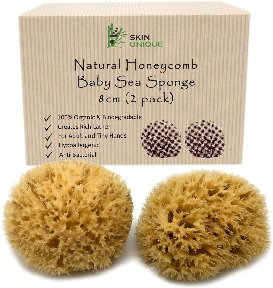 Natural Baby Sponge - Unbleached Mediterranean Sea Honeycomb for Babies and Children - 100% Natural, Organic, Strong, Durable, Hypoallergenic - for Bath and Cleansing