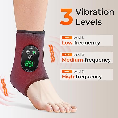 Miniatura 3 de Masajeador de tobillo y pies  3 niveles de calor y vibración ajustable, temporizador inteligente, pantalla táctil, compacto y portátil para todas