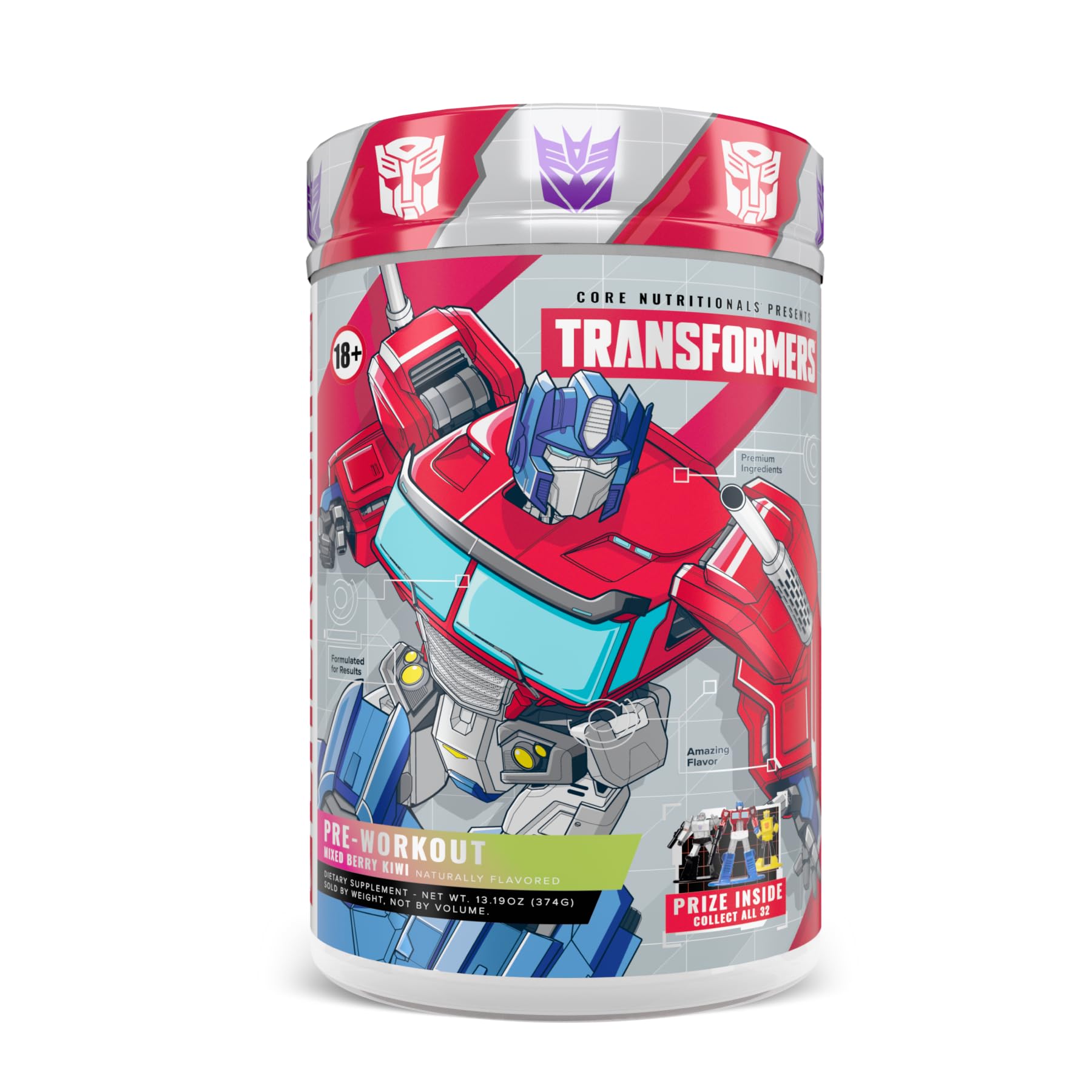 Core Nutritionals Transformers Energon Pre Workout, Mixed Berry Kiwi Mixed Berry Kiwi 20 Servings (Pack of 1)