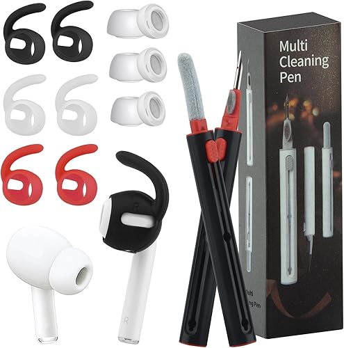 Juego de 13 puntas de repuesto de silicona para auriculares con bolígrafo de limpieza para auriculares, puntas de auriculares portátiles y gancho