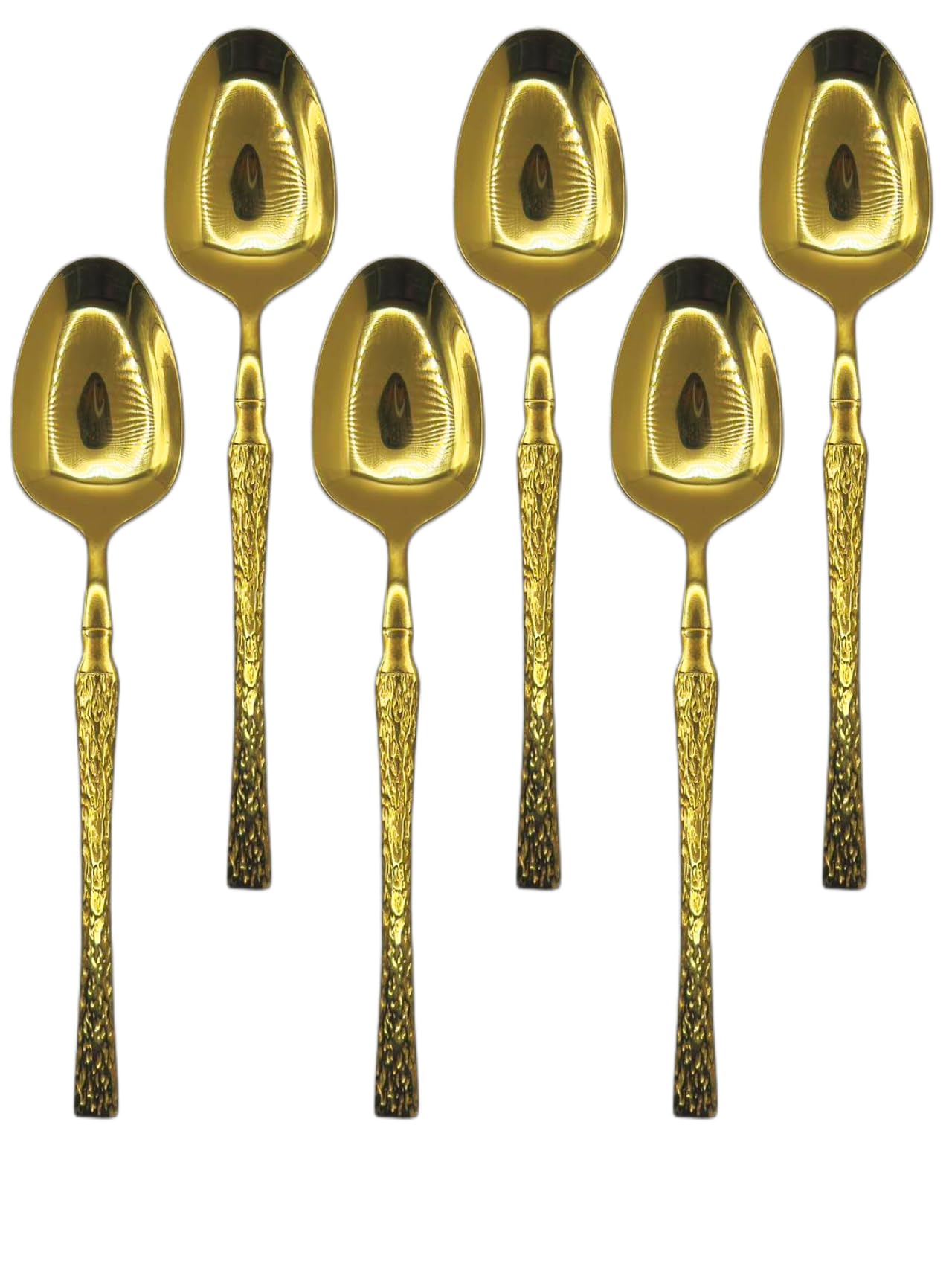 Gold Dinner Spoon of 6 Pieces, Stainless Steel Titanium Plating Shiny Gold Soup Spoons, Golden Soup Spoon Table Spoon Set Sturdy Easy To Clean, Dishwasher Safe