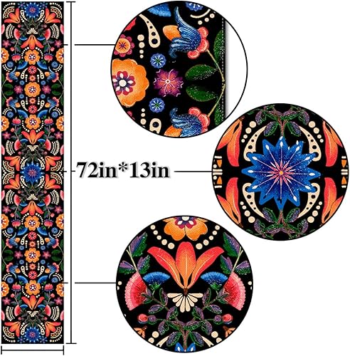 Miniatura 3 de Nepnuser Camino de mesa del Día de los Muertos mexicano Día de los Muertos, decoración del altar de la cocina del hogar, 72 pulgadas