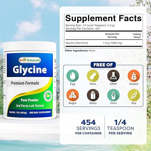Miniatura 2 de Best Naturals Polvo de glicina 1 LB - Neurotransmisor y apoyo de relajación