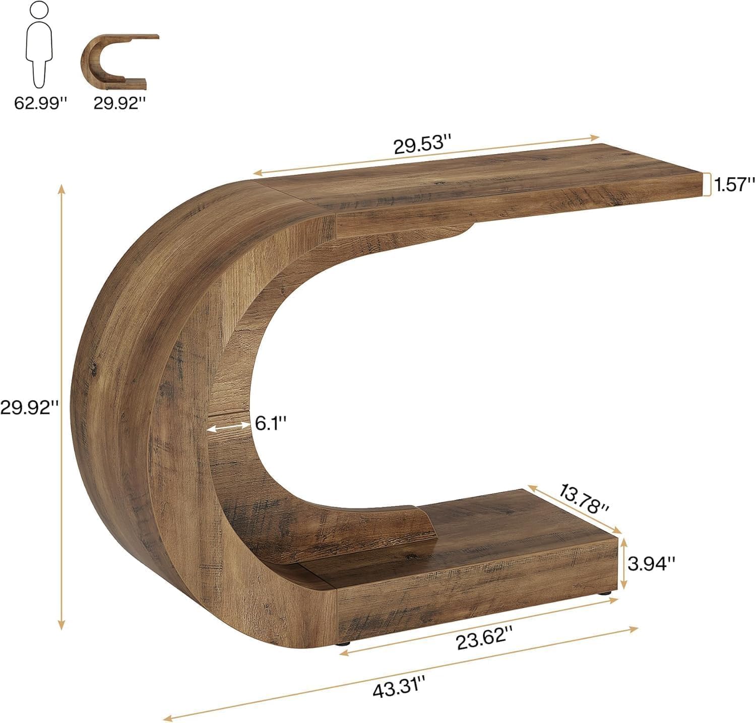 Tribesigns Mesa Consola, Muebles Entrada Recibidor Rústico, 110 x 35 x 75 cm, Consola Recibidor, Mueble Recibidor para Entrada, Estíbulo, Marrón