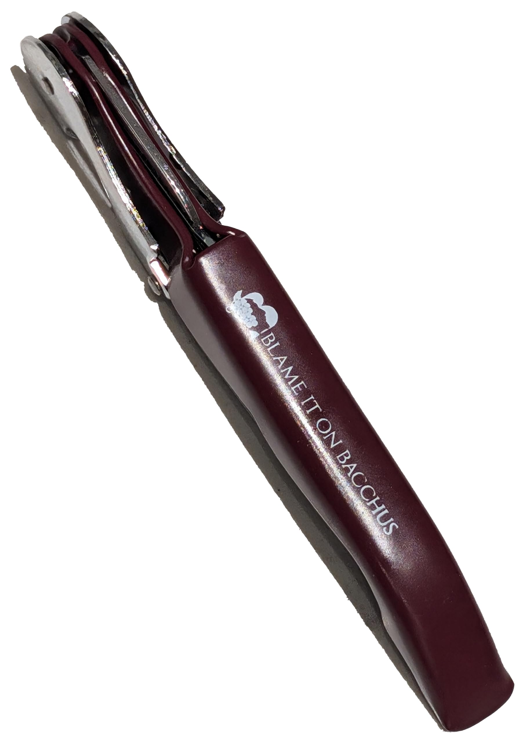 Blame It On Bacchus Stainless Steel Double-hinged Waiter's Corkscrew with Serrated Foil Cutter (Burgundy)