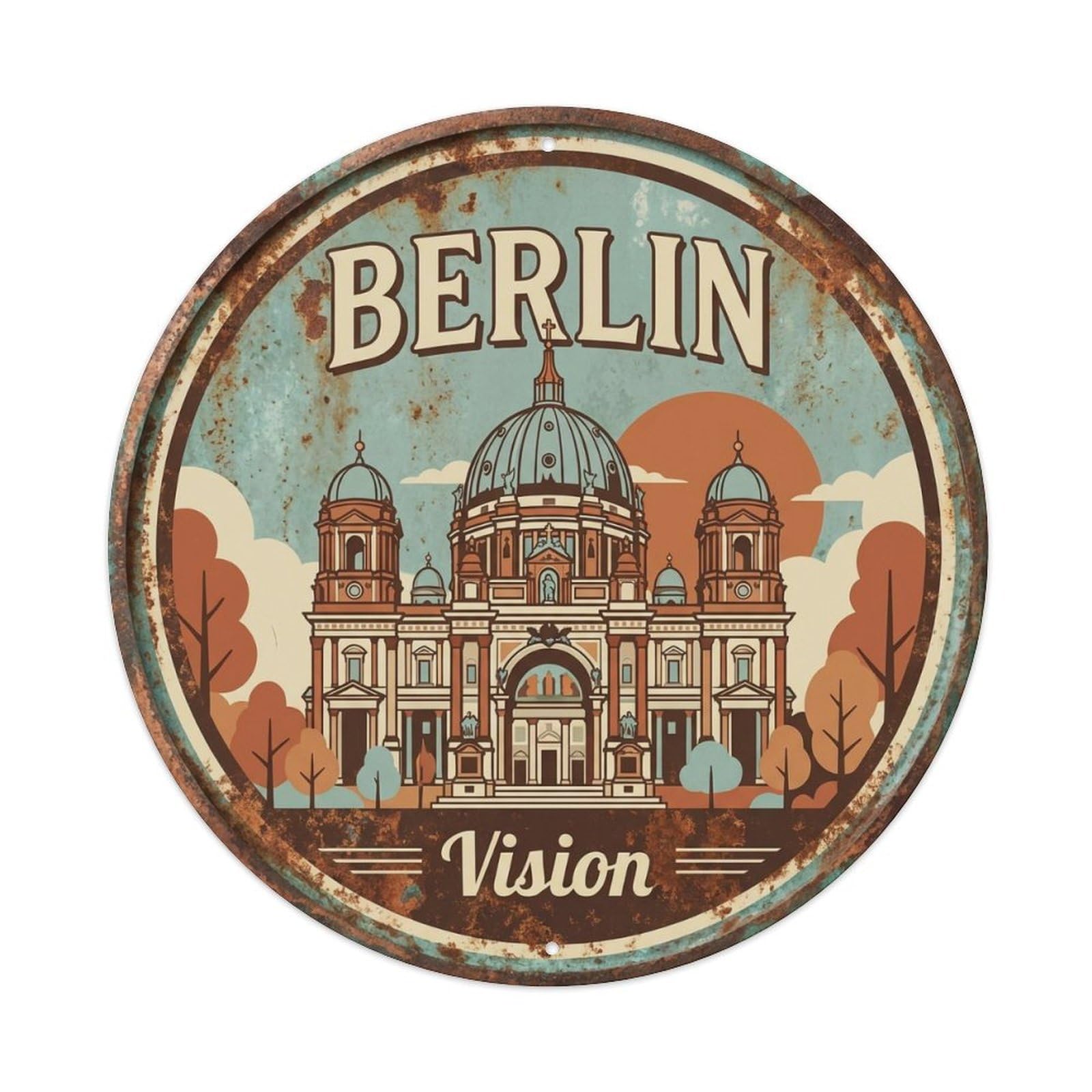 Vintage Travel Berlin Germany Impression Metal Tin Sign