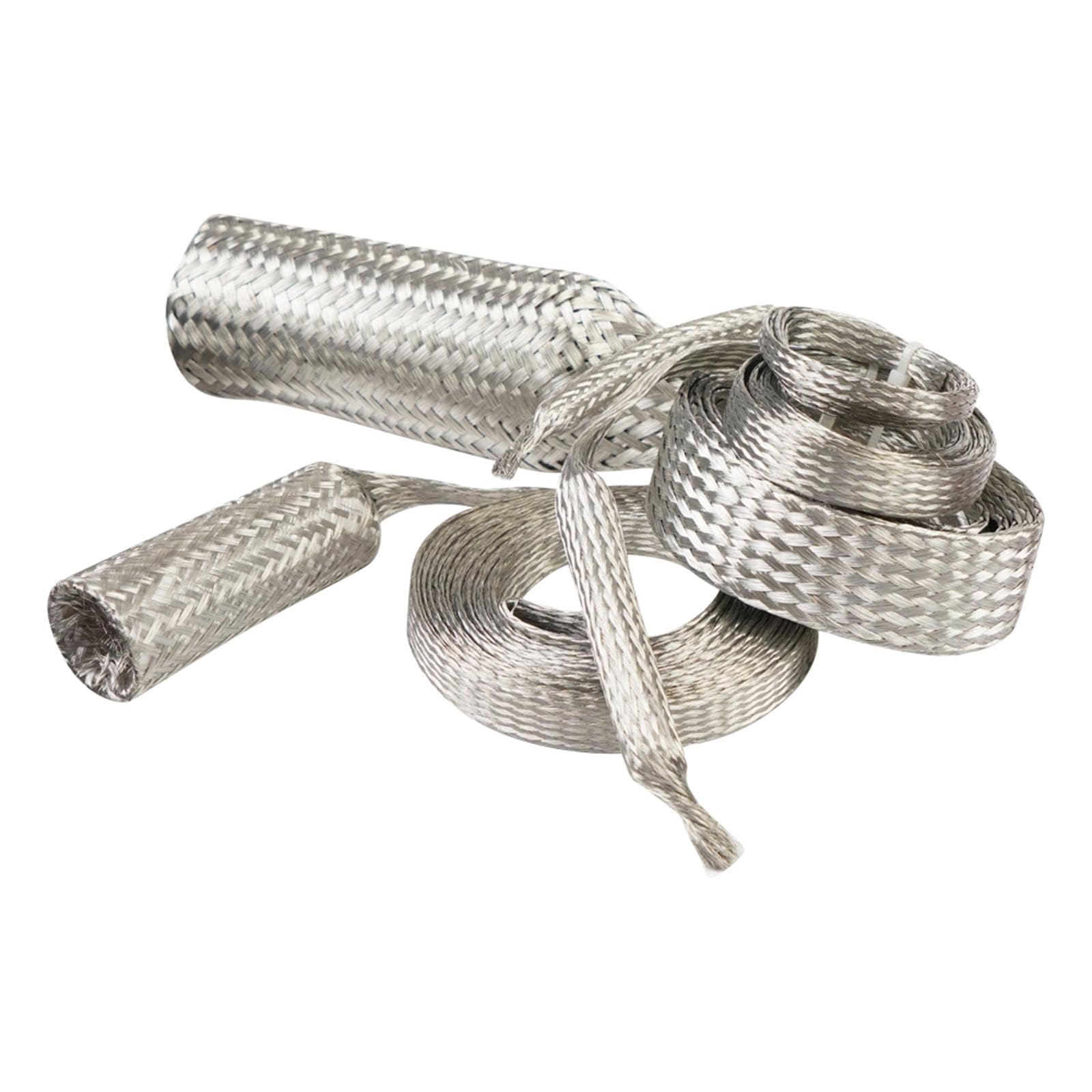 Braid Hose Sleeving Kit Aluminium Edelstahl Geflecht Austausch Schlauchset Dekorativ für Autowerkstatt Reparatur Motorenbau, Silber