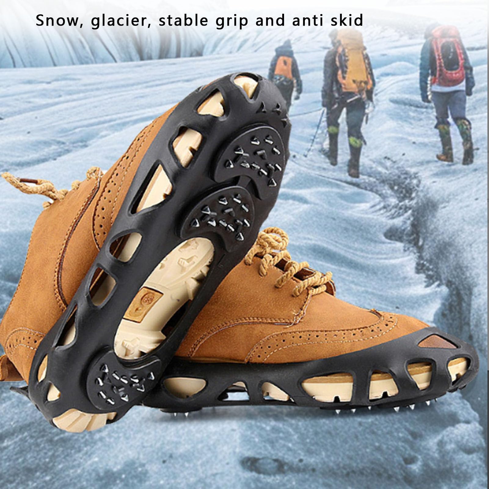Ice Cleats for Shoes Boots, Portable Snow Traction Cleats Anti Slip Crampons, Steel Spike Design, Walk Traction Cleats for Hiking Walking Jogging Climbing (S)
