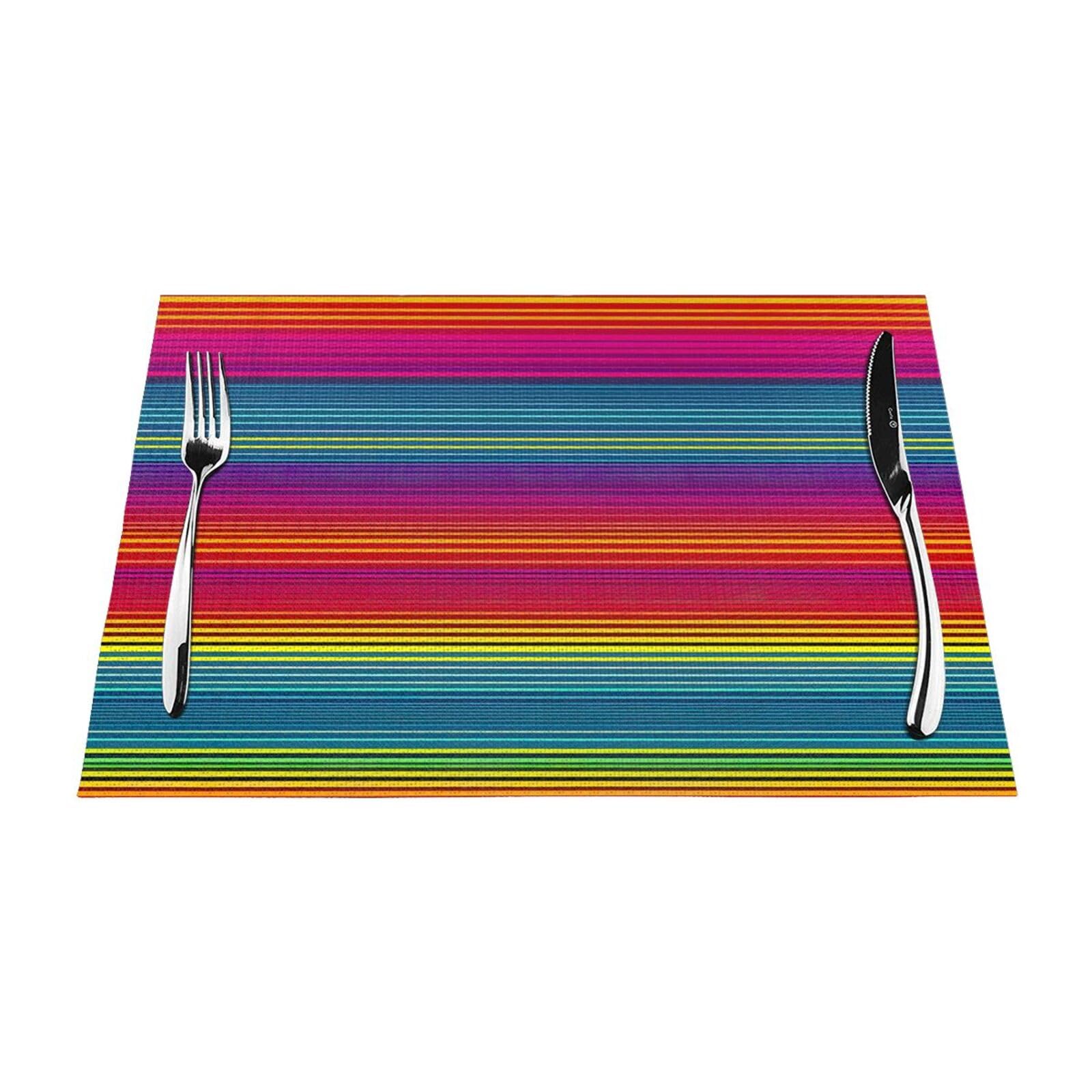 Placemats Set of 6,Table Mats Washable Placemat Decoration, Rainbow Pattern Print