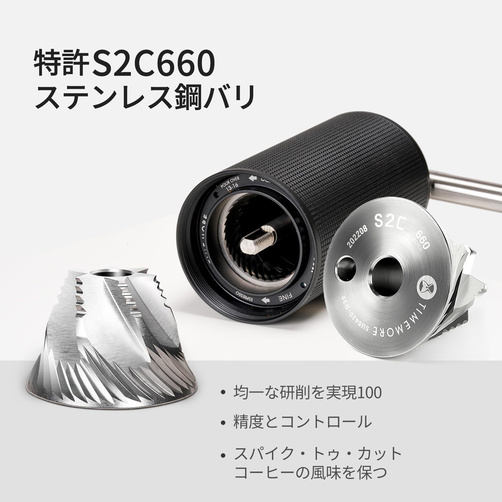 タイムモア TIMEMORE 栗子C3 手挽きコーヒーミル 手動式 ブラック 71P4n-eL15L._AC_UF894,