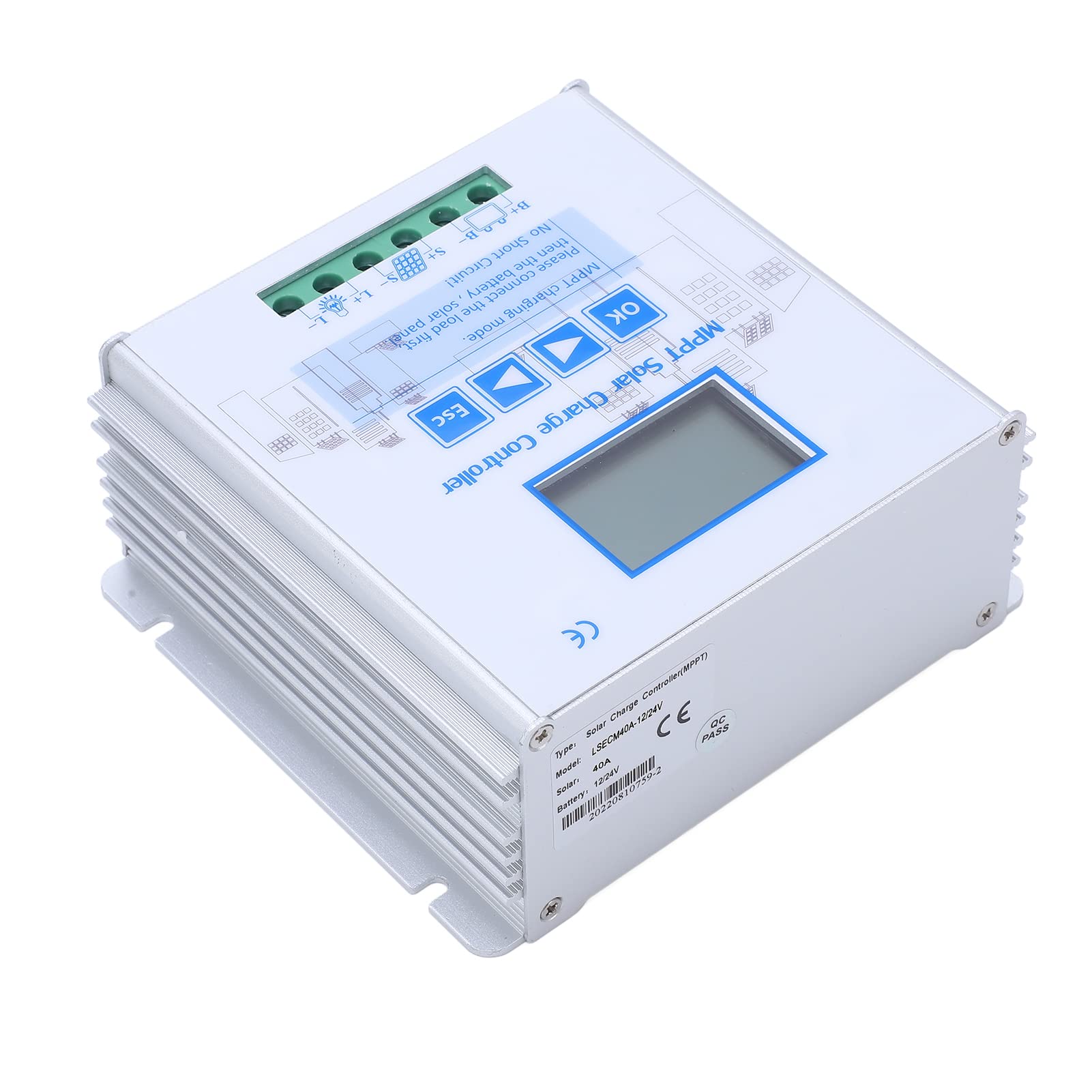 ViaGasaFamido Regulator ładowania Słonecznego MPPT, 40A 12V 24V Kontroler