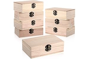 Yookeer Bulk Pack of 8 Unfinished Cigar Box Wood for Crafts DIY
