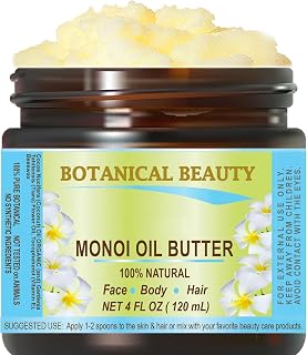 Botanical Beauty MONOI OIL BUTTER Pure Natural Virgin Unrefined RAW for FACE, SKIN, BODY, DAMAGED HAIR, NAILS (4 Fl Oz)
