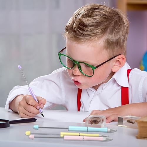 Miniatura 6 de 15 lápices de cuentas de metal con 30 puntas de repuesto, sin tinta, lápiz eterno, reutilizable, para niños, estudiantes, regalos, suministros de