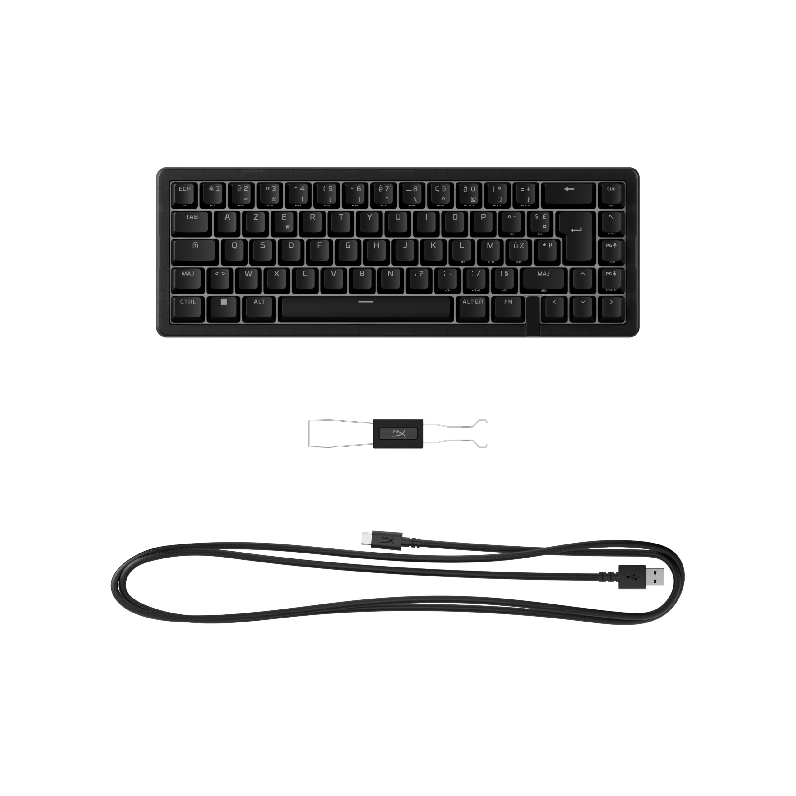 HyperX Origins 2 65, Clavier Gaming mécanique AZERTY FR, switches échangeables à Chaud, boîtier Personnalisable, Format Compact, Polling Rate 8000 Hz, RGB Personnalisable, PC/PS5/Xbox, Noir