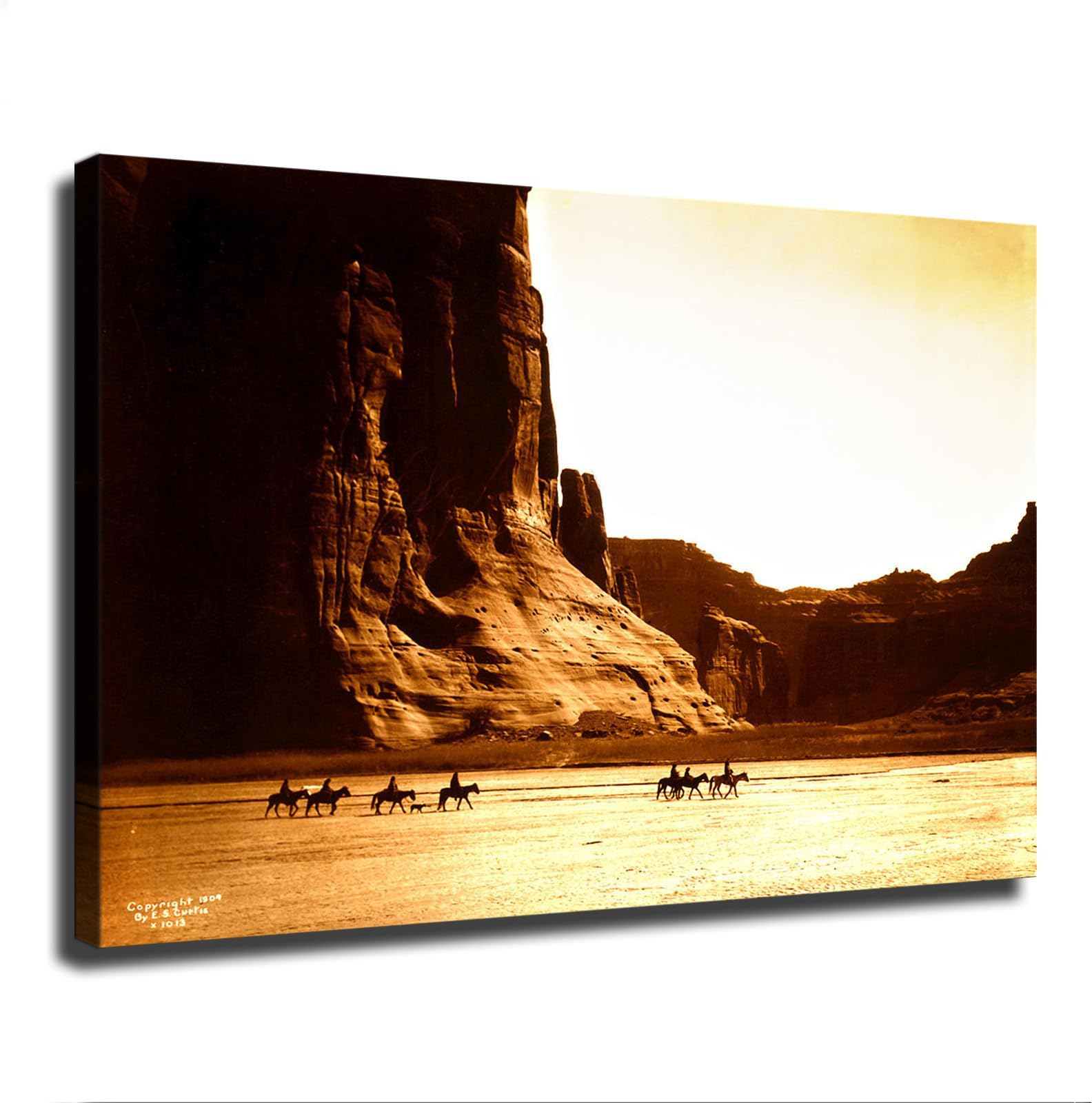 lawkda Edward Curtis's 1904 Oil Painting Mural of Navajo Riders in Canyon De Chelly Poster Canvas Printing Art Home Private Space Public Place Wall Decoration (20ร30inch Unframed)