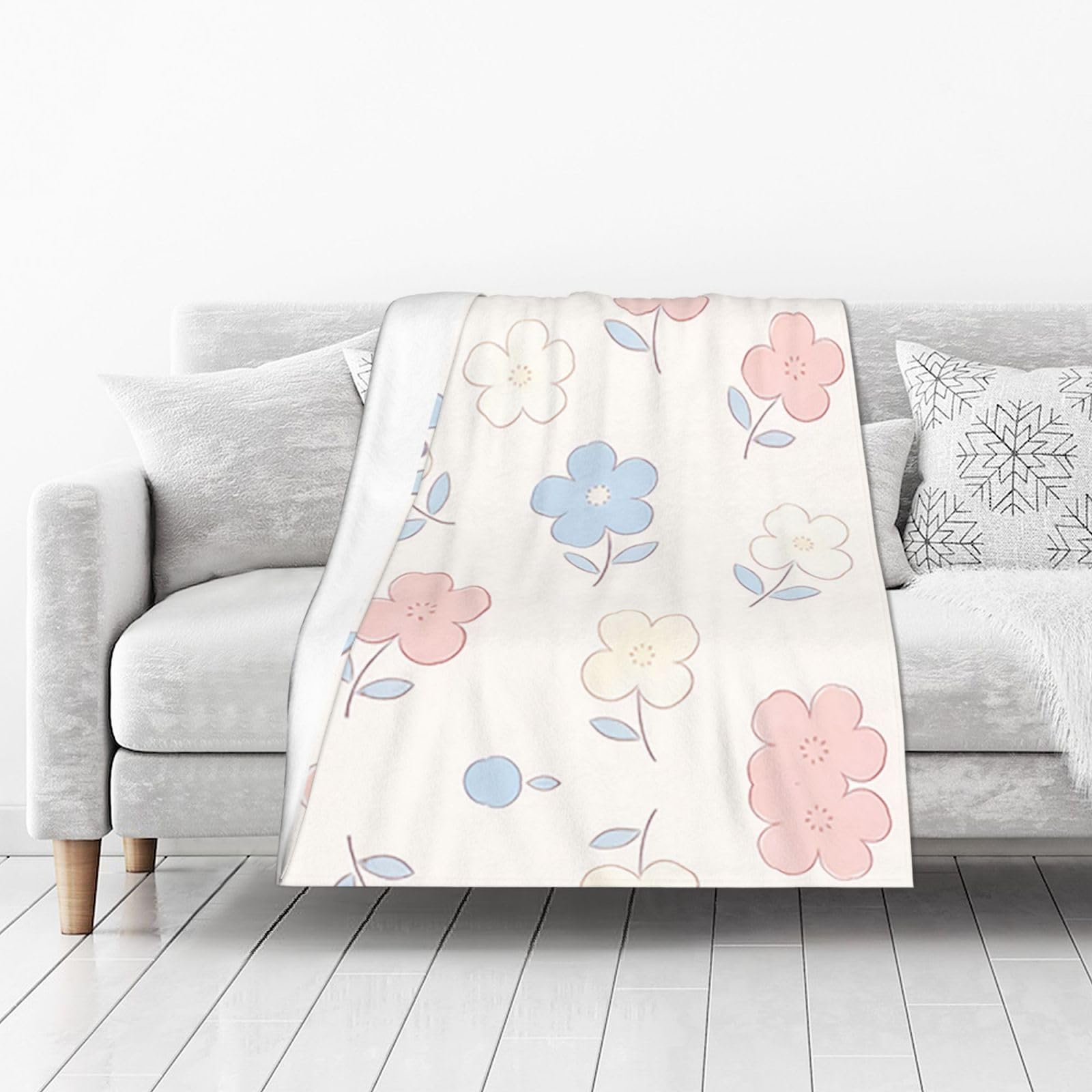 DUYIOKH Gentle Sprigs Print Thick Throw Blanket, Blanket for Couch Bed Warm Travel Blanket for Camping Movie Night