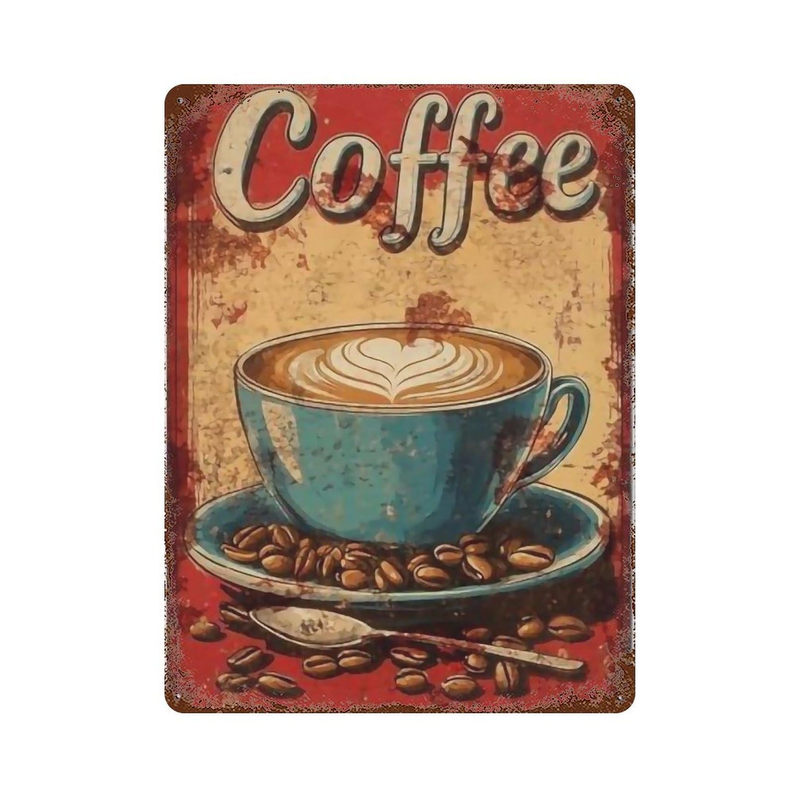 YHGERTKU Coffee Wall Art Retro Iron Vintage Metal Tin Sign Poster Modern Decor for Living Rooms Gift 40x30cm