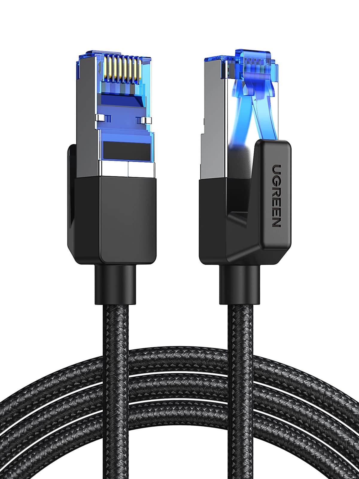 UGREEN Ethernet Cable 1M Cat 8 Gigabit Network Cord High-Speed 40Gbps 2000MHz RJ45 Internet Cable Braided Double Shielded Ethernet Wire Compatible with Gaming Switch PS4 PS5 PC Router TV XboxUGREEN Ethernet Cable 1M Cat 8 Gigabit Network Cor…