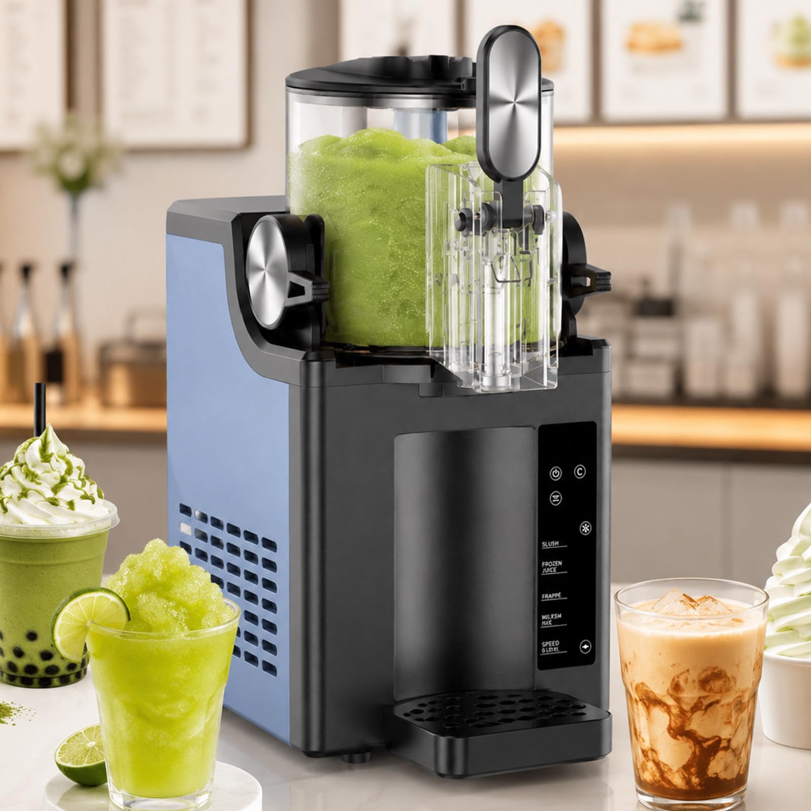 lilishangmao 4 in 1 Slushie Maker Machine 1.5L with Touch Control, Soft Serve Ice Cream Maker, for Slushies Milkshakes Coffee Frappes Cocktails and Desserts, Adjustable Hardness, for Home/Cinemas A