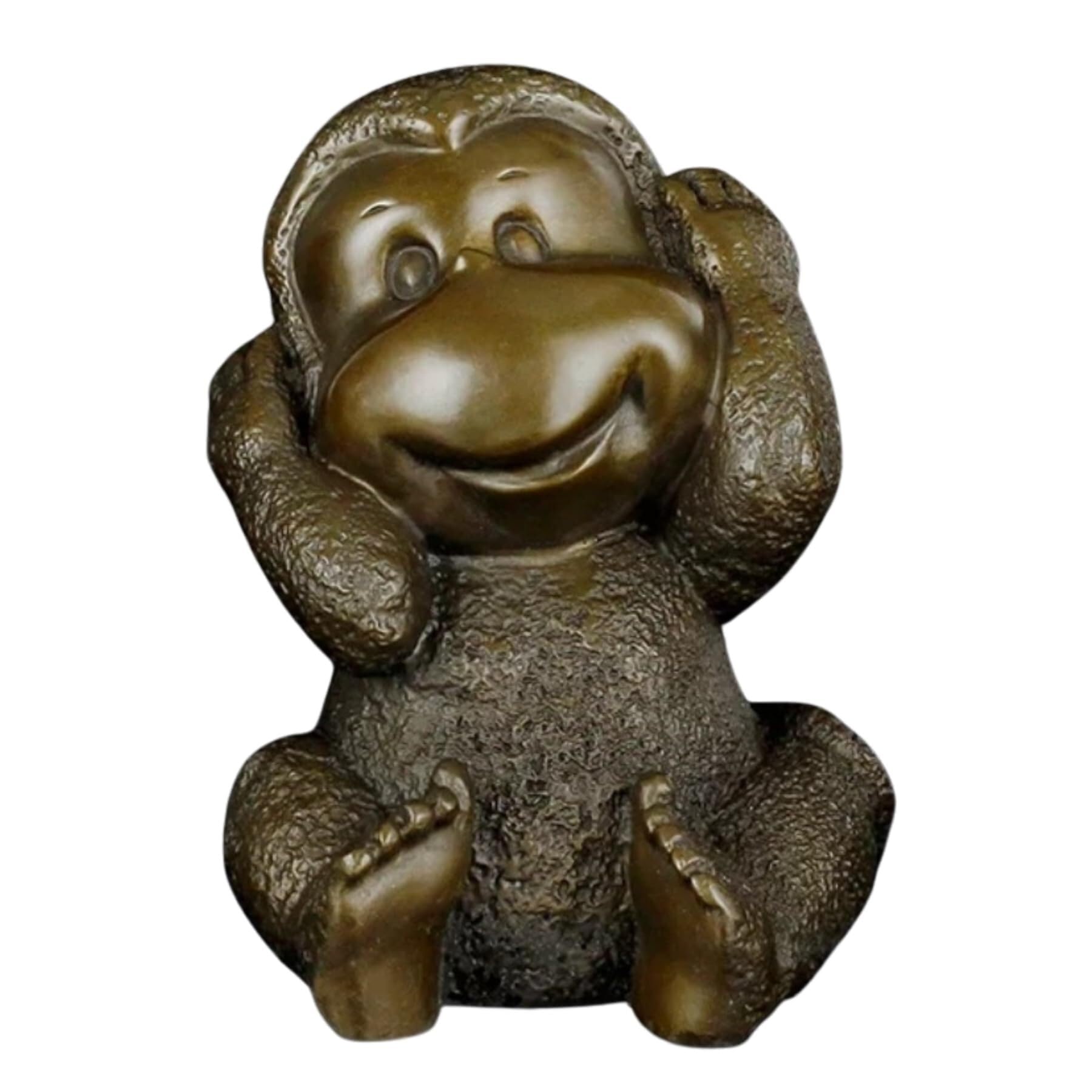 Zestaw rzeźby z brązu cztery mądre małpy – 'Hear No Evil, See No Evil, Speak No Evil' figurki artystyczne z litego mosiądzu, ręcznie robione mini posągi zwierząt