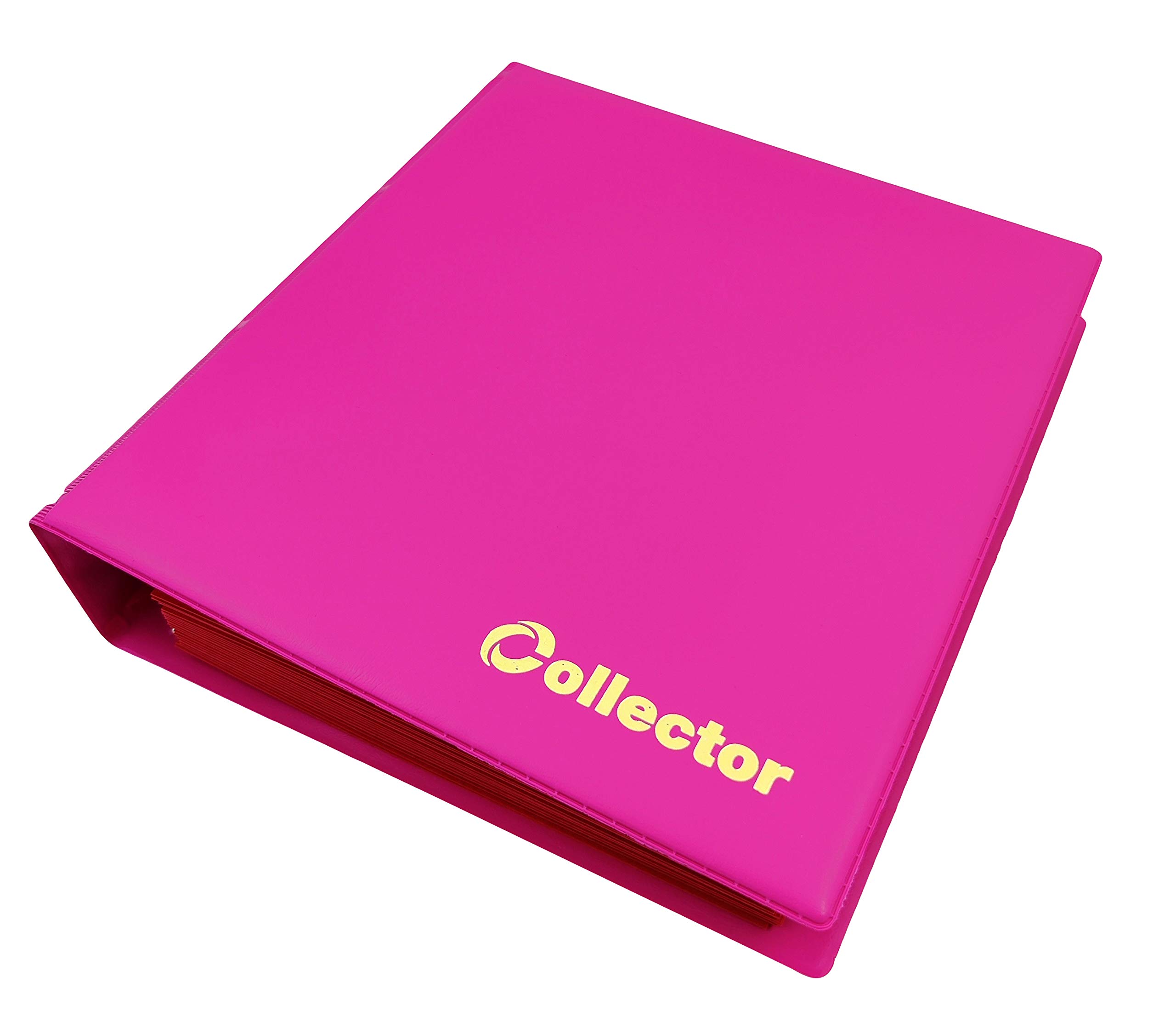COLLECTOR Coin Album for 280 MEDIUM sizes coins 50p 50 pence £1 £2 €1 €2-14 pages and red dividers (280 Coins, Pastel PINK color)