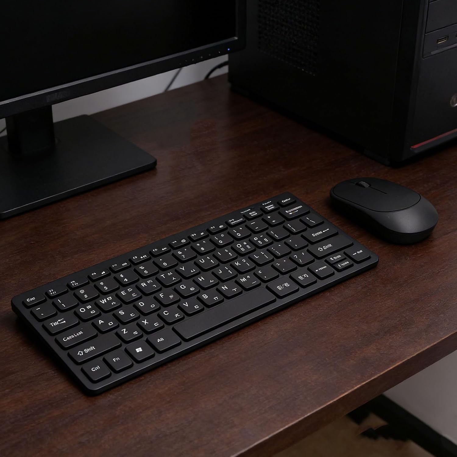 Gugxiom Korean Keyboard and Mouse Combo, 2.4GHz Wireless Keyboard with 78 Keys Hangul Layout, Silent Mouse for PC Laptop Office Home, Battery Powered