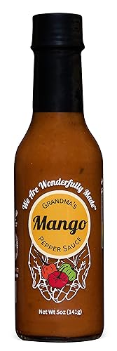 Grandmas - Salsa de pimienta de mango Sin OMG vegana sin gluten baja en sodio baja en carbohidratos salsa picante de calor medio Increíble sabor y