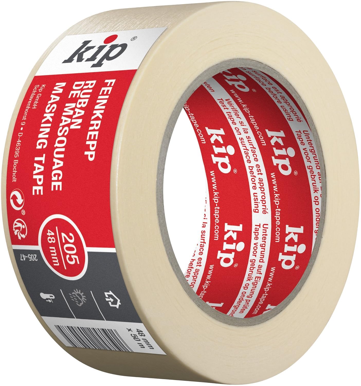 kip 15 rolek taśmy 205-47 drobnej krepy – profesjonalna taśma malarska – impregnowana taśma maskująca do malowania i lakierowania – 48 mm x 50 m