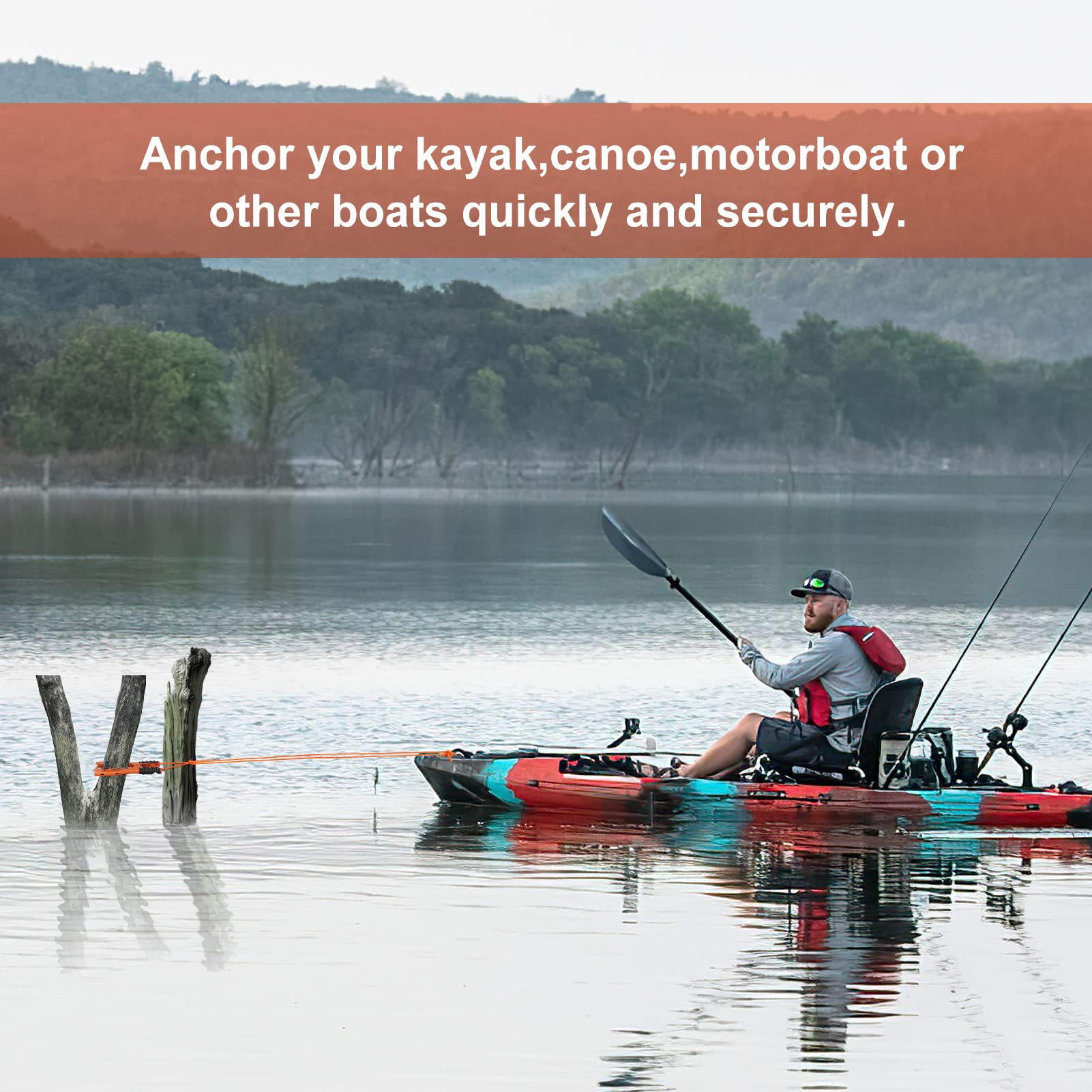 Kayak Anchor Grip - Stainless Steel & Paracord -3 Kayak Anchor Grip - Stainless Steel & Paracord -3