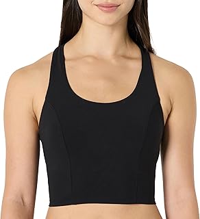 Amazon Essentials Women's Active Total Train Medium Support Racerback Gym Workout Crop Tank with Built-in Bra