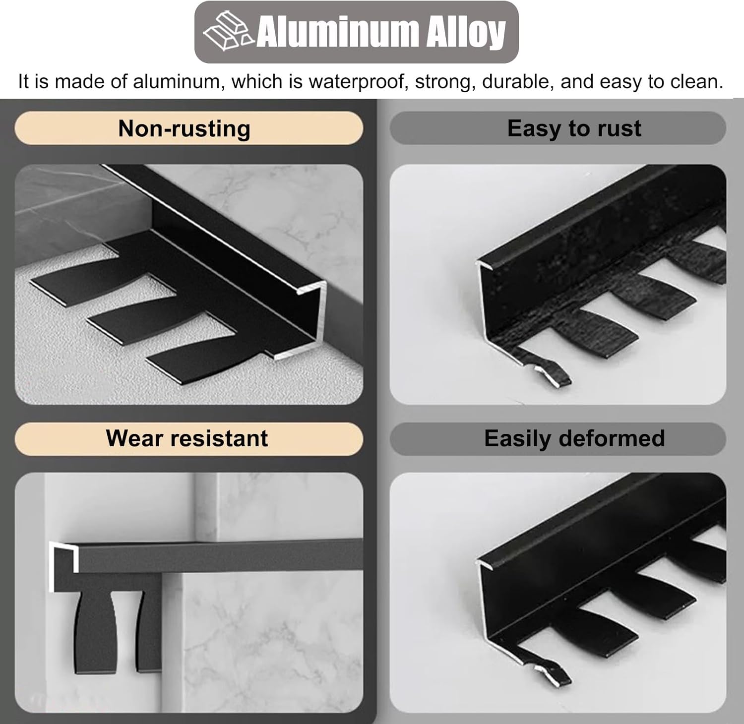 Door Threshold, Floor Transition Strip Teeth Shape Thresholds Edging Trim, Aluminum Alloy Seam Bars Cover,2.7m Gap Bar